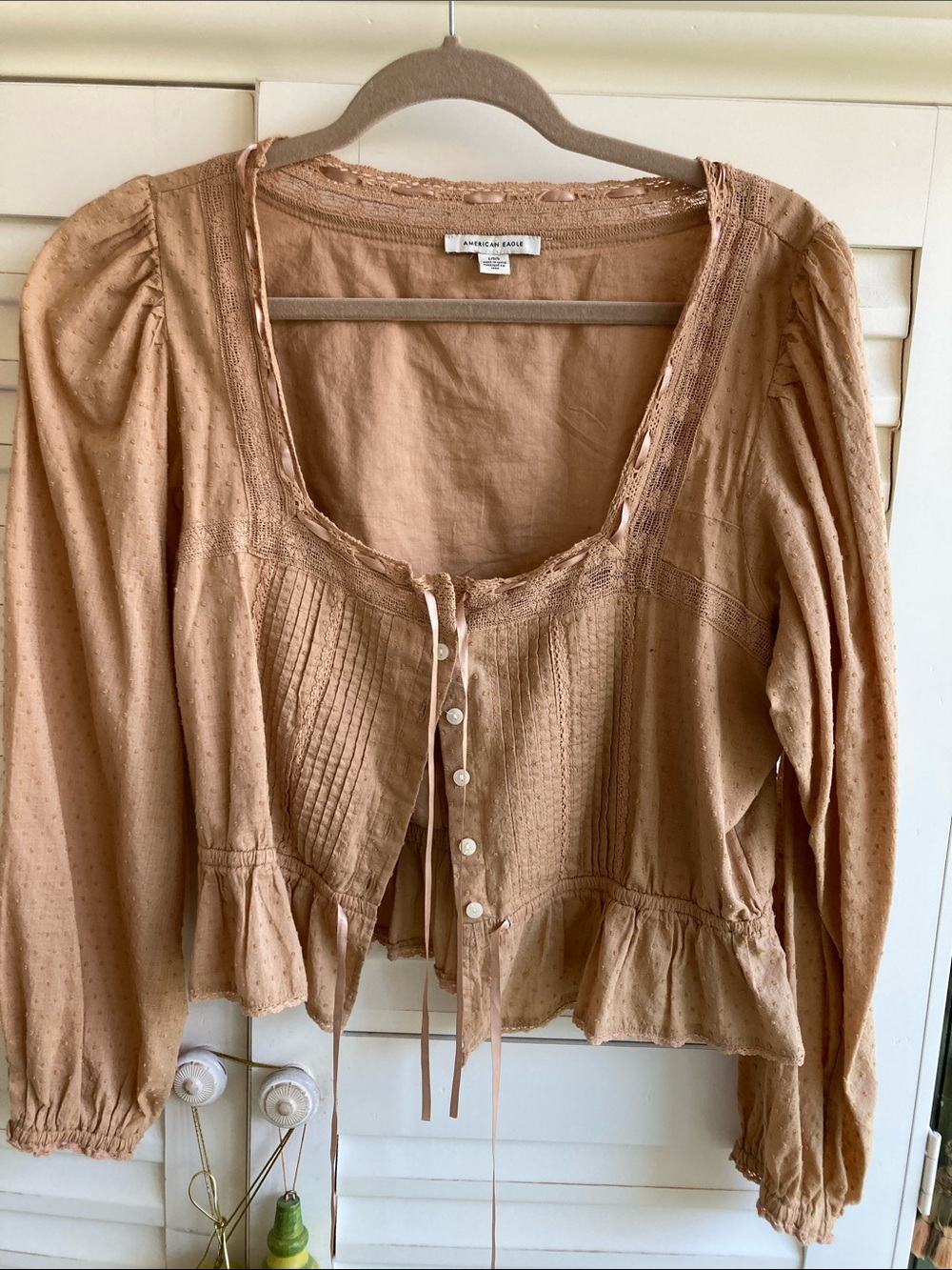 Anthropologie Dusty Rose Pintuck Peasant Blouse